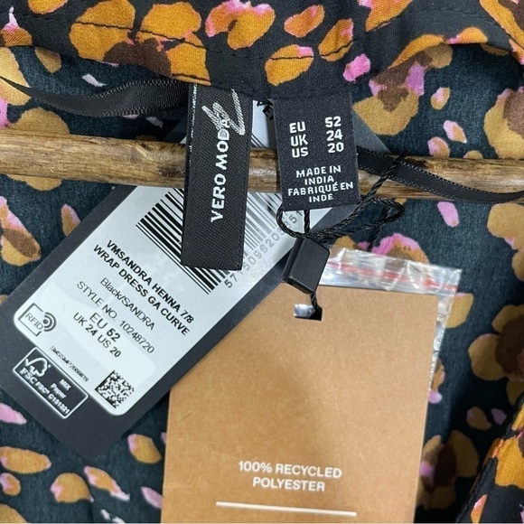 Vera Moda Curve Sandra Henna 7/8 Faux Midi Wrap Dress Sleeve Floral Print NWT - Picture 12 of 15